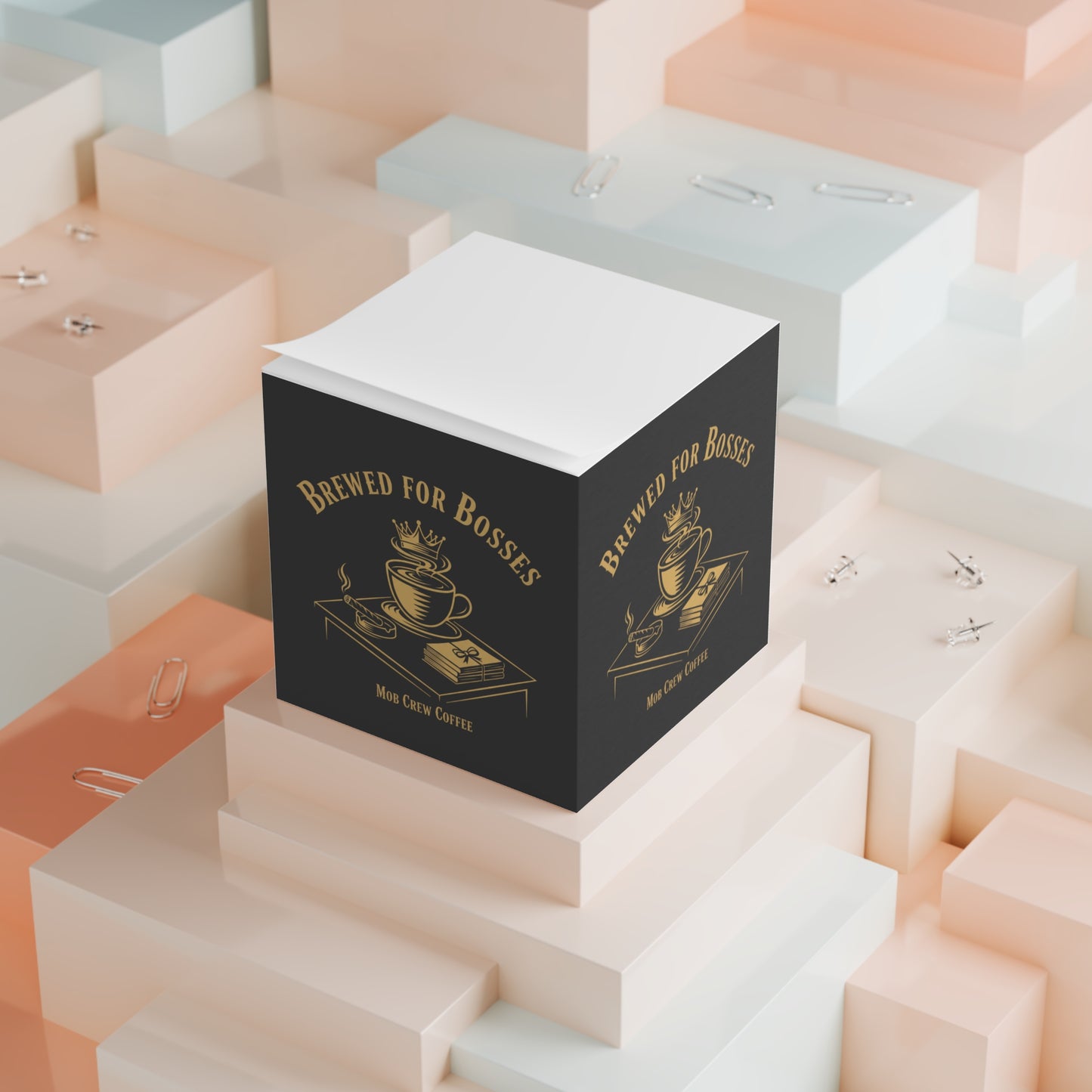 Mob Crew Sticky Note Cube — Blank White Note Pads for Desk, Office & Gifts