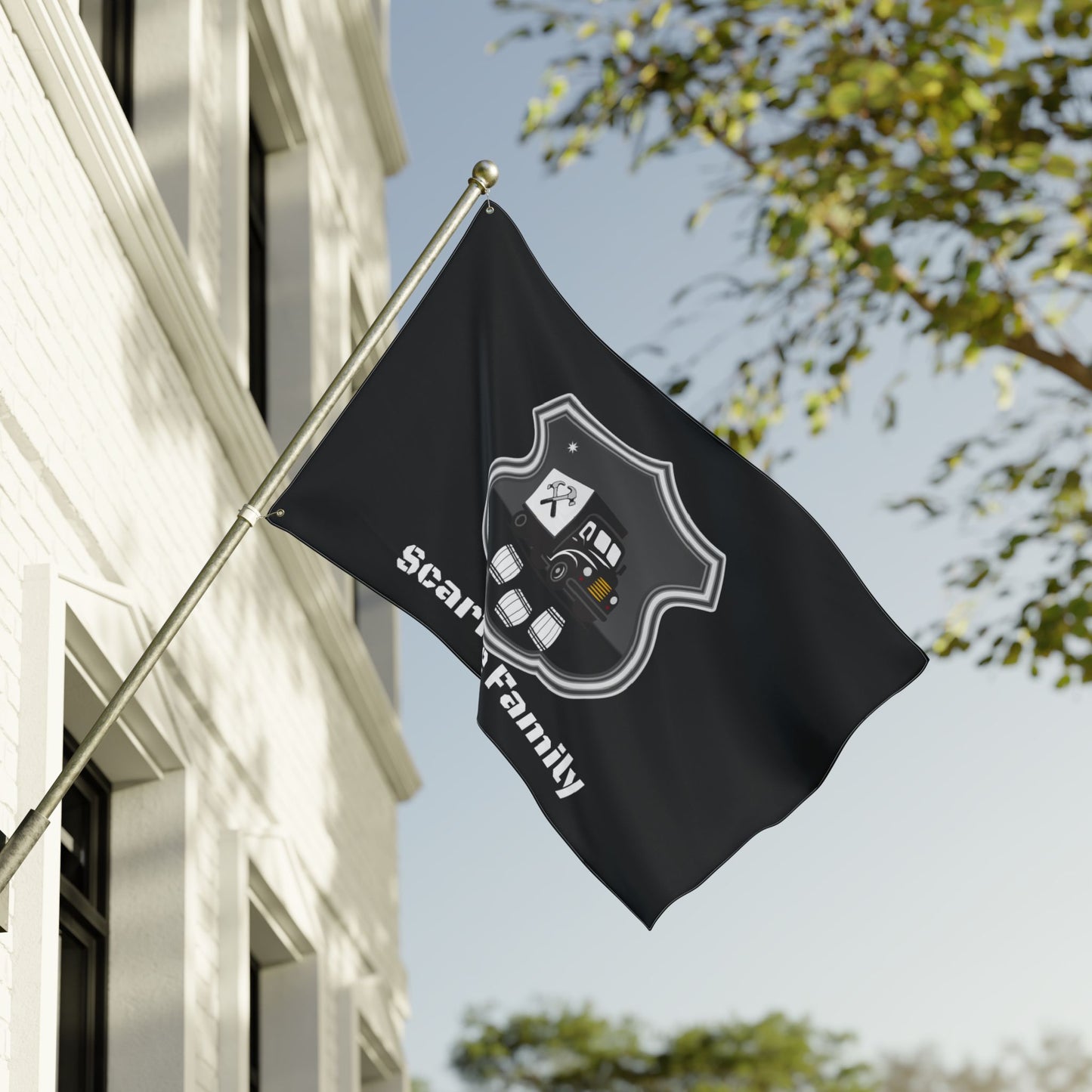 Scarface Family Flag — Double-Sided Black Truck Emblem Banner
