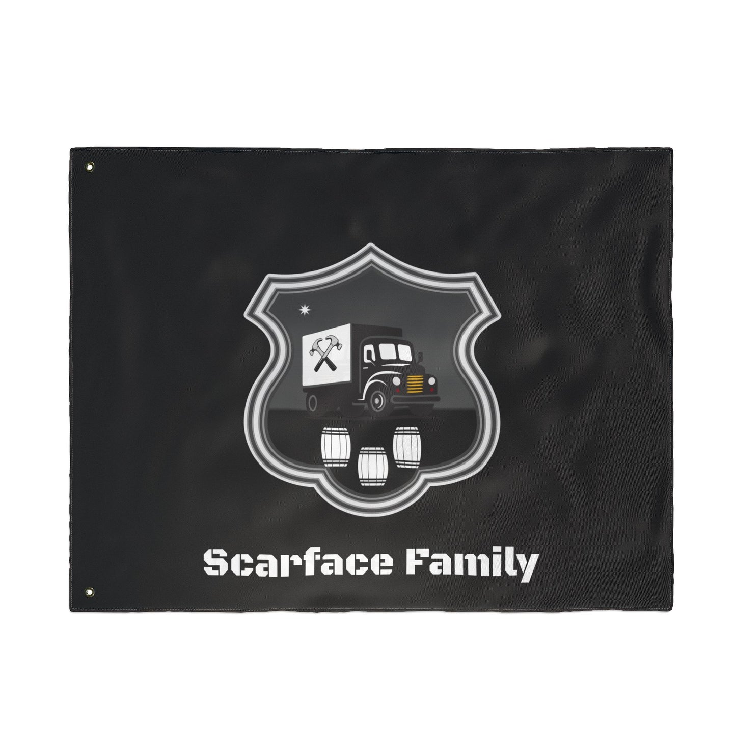 Scarface Family Flag — Double-Sided Black Truck Emblem Banner