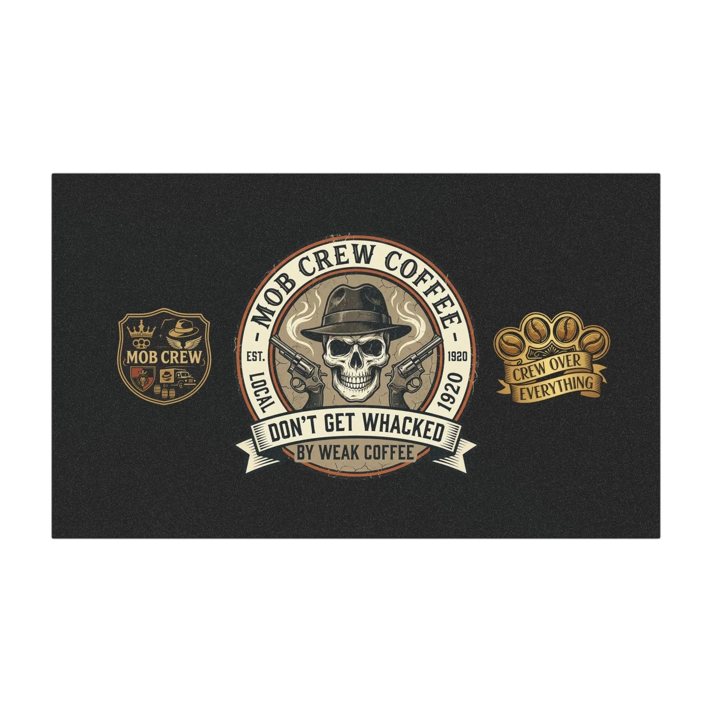 Car Magnet — “Mob Crew Coffee: Don’t Get Whacked by Weak Coffee” Retro Skull Design