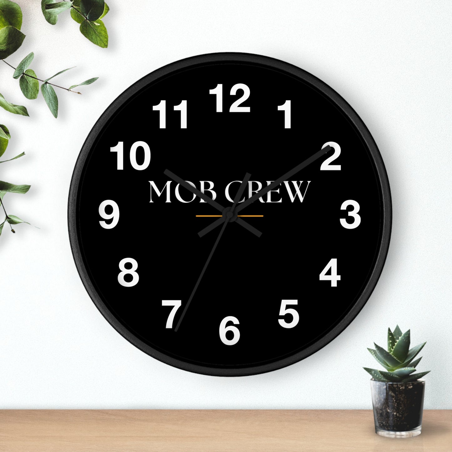 Mob Crew Black Wall Clock — Minimalist Modern Office Clock