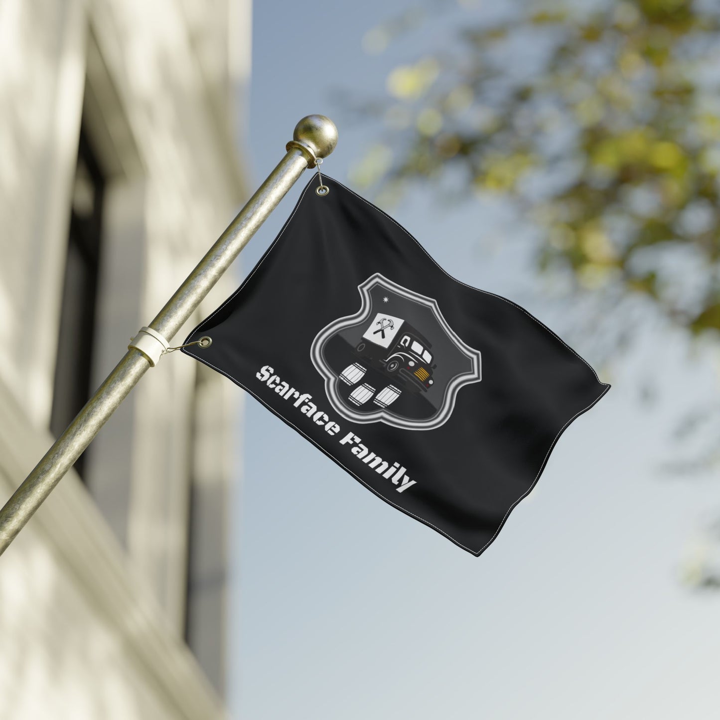 Scarface Family Flag — Double-Sided Black Truck Emblem Banner
