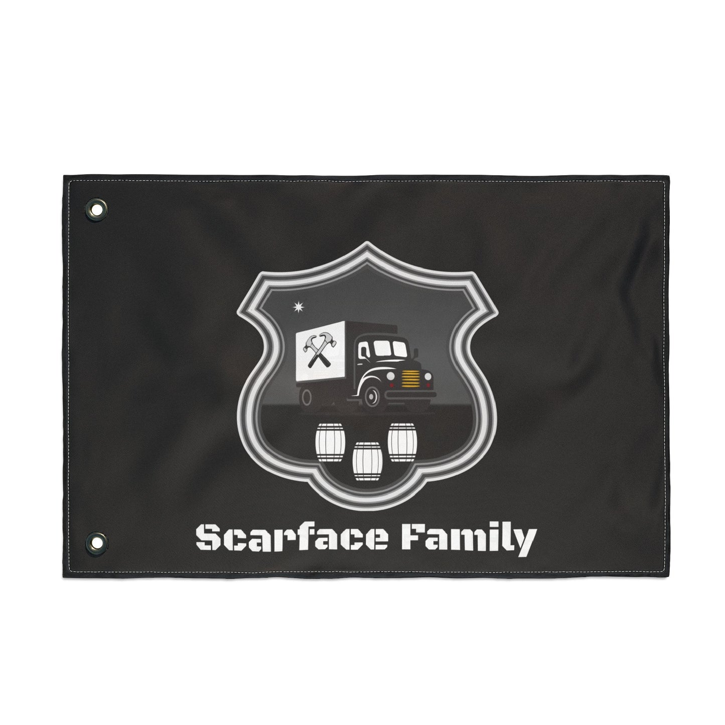 Scarface Family Flag — Double-Sided Black Truck Emblem Banner
