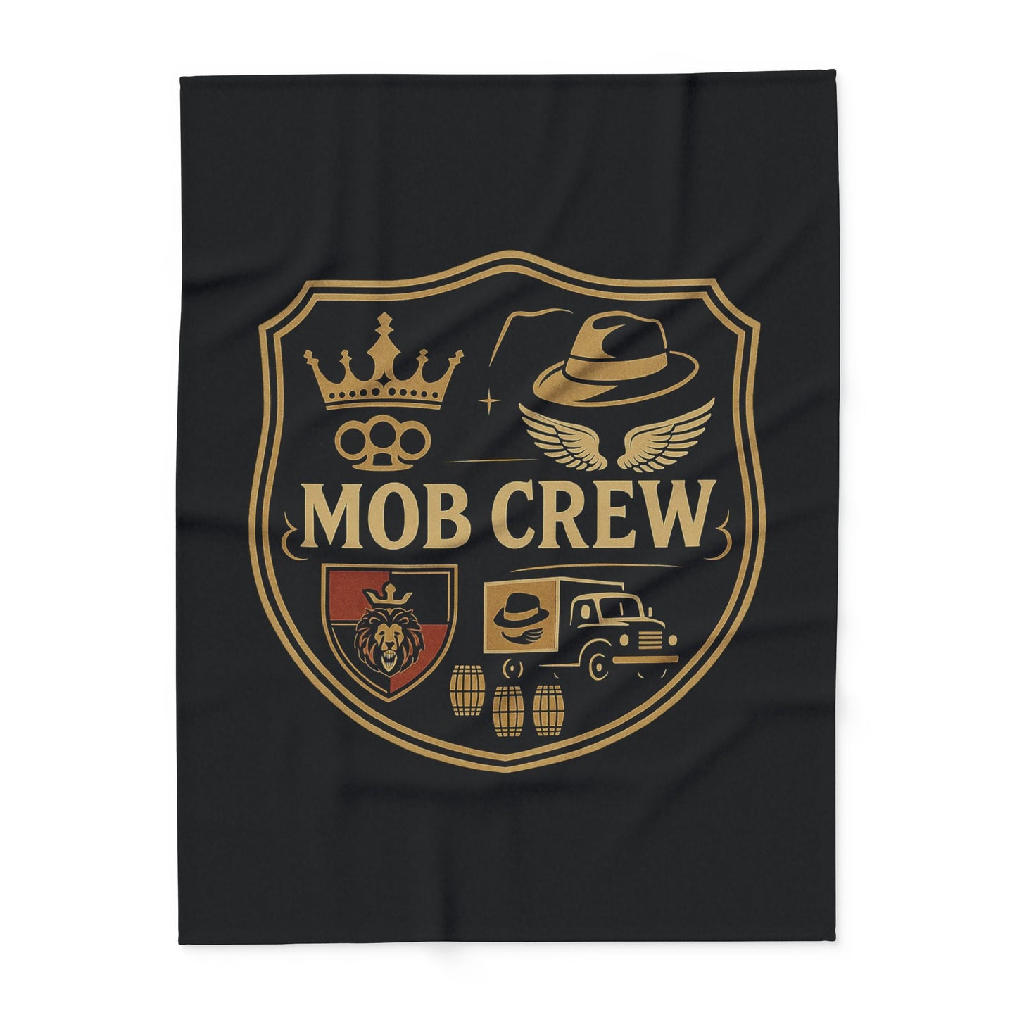 Mob Crew Arctic Fleece Blanket — Retro Mafia Shield Design
