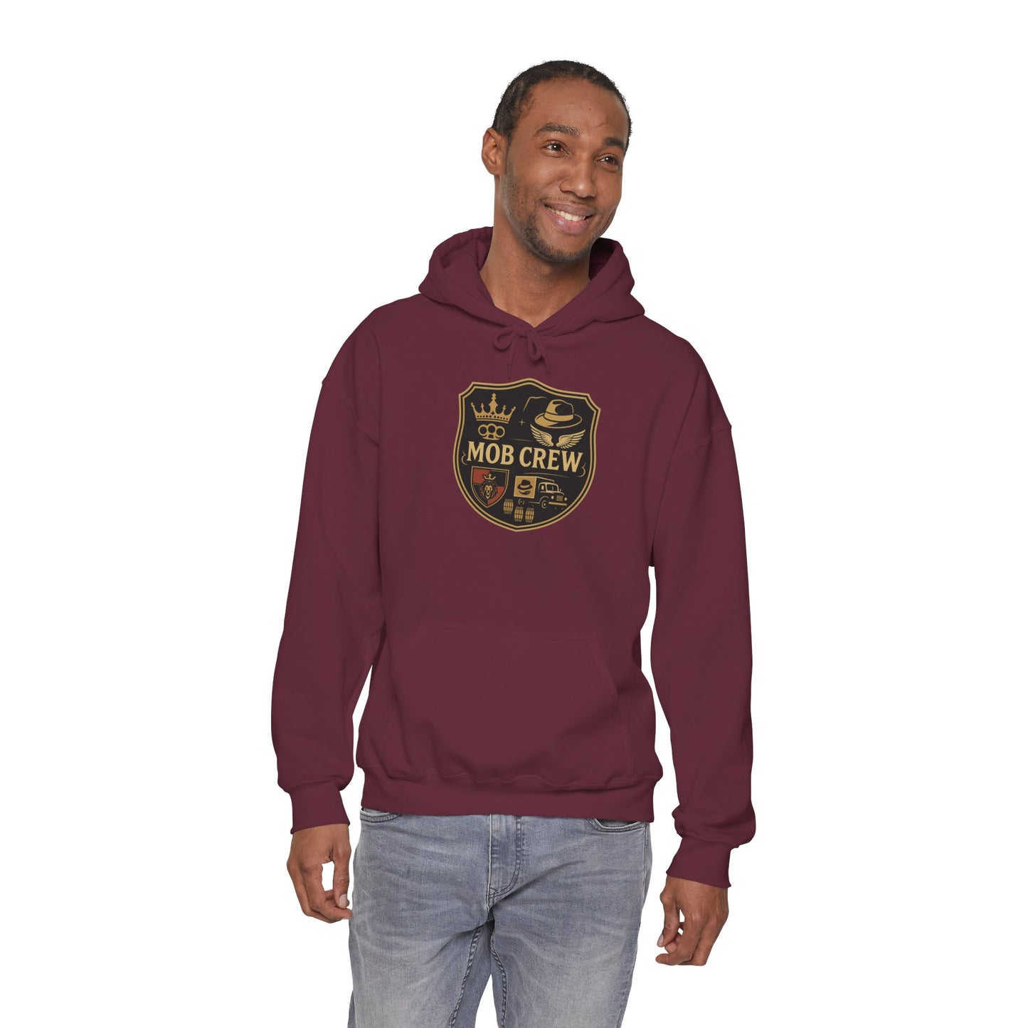 Mob Crew 4 Family Shield Hoodie – Vintage Pullover