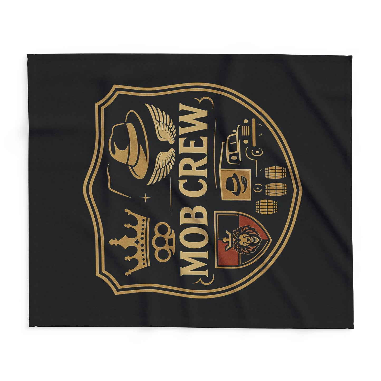 Mob Crew Arctic Fleece Blanket — Retro Mafia Shield Design