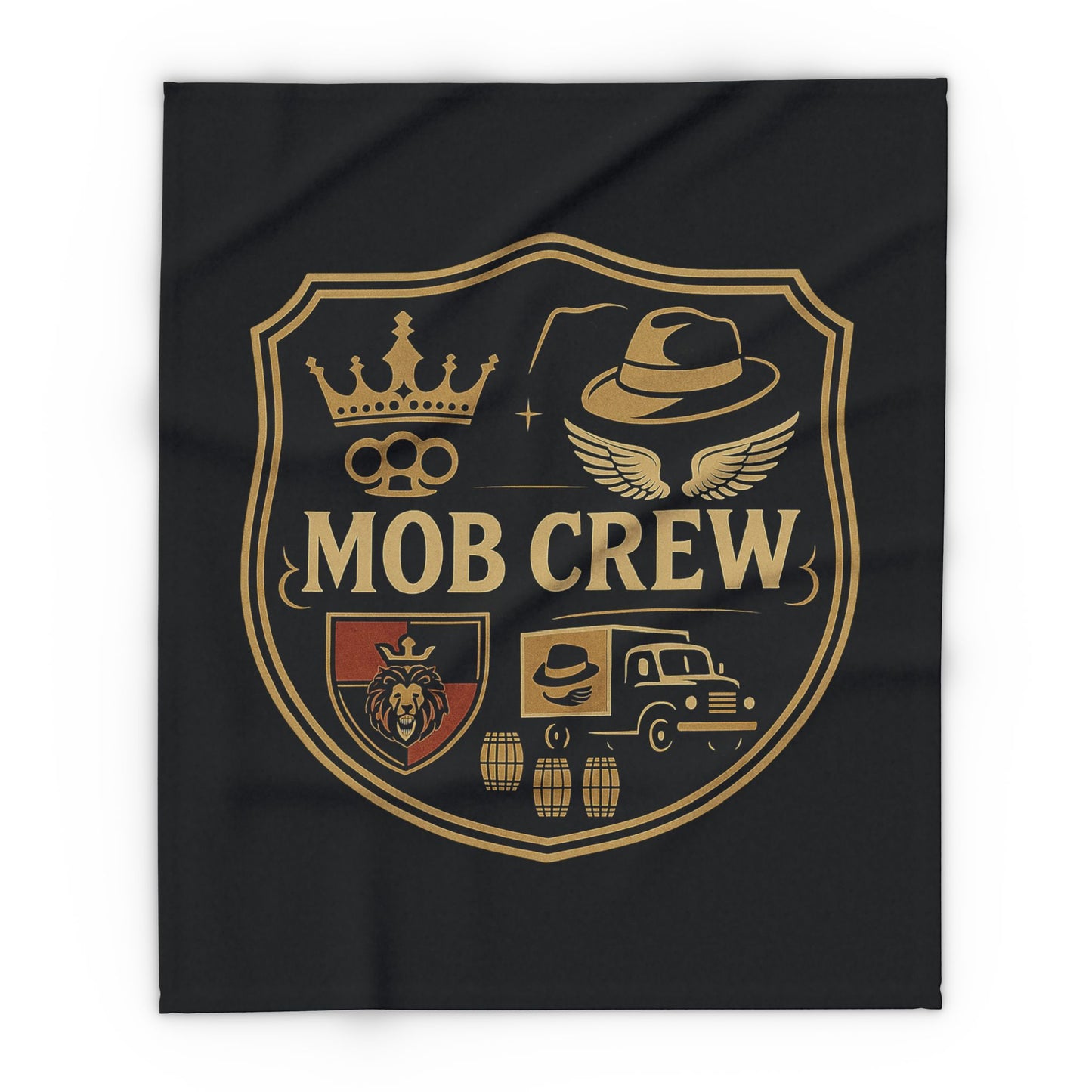 Mob Crew Arctic Fleece Blanket — Retro Mafia Shield Design