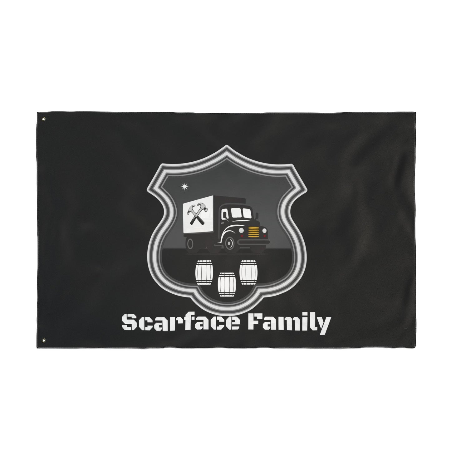 Scarface Family Flag — Double-Sided Black Truck Emblem Banner