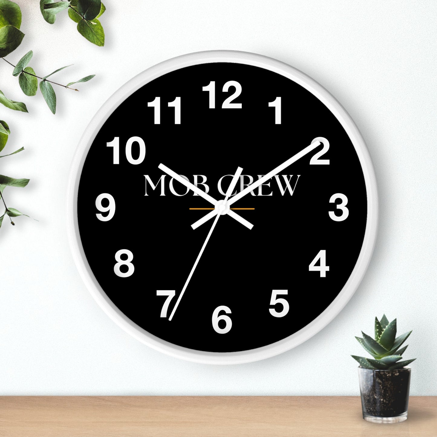 Mob Crew Black Wall Clock — Minimalist Modern Office Clock