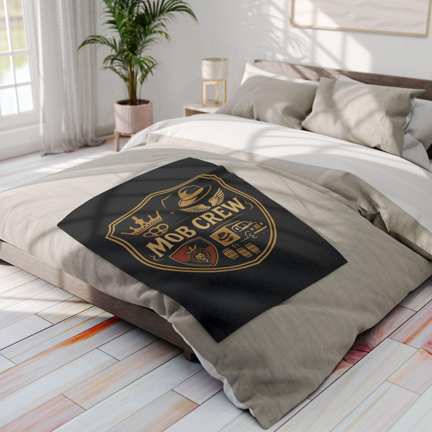 Mob Crew Arctic Fleece Blanket — Retro Mafia Shield Design