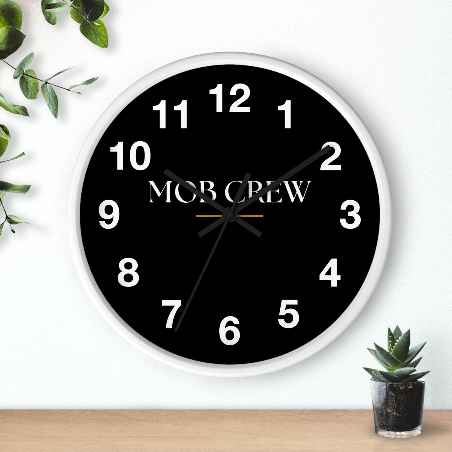 Mob Crew Black Wall Clock — Minimalist Modern Office Clock