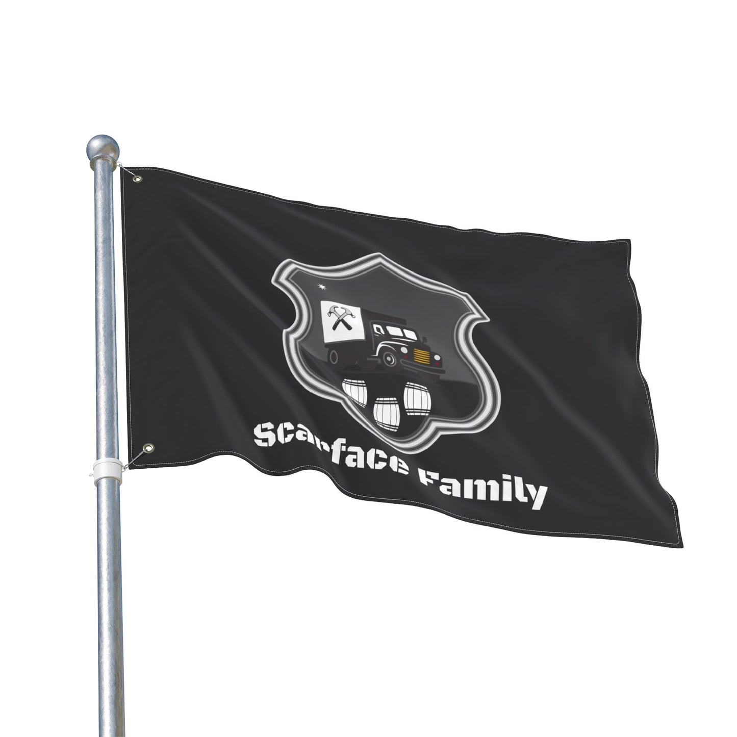 Scarface Family Flag — Double-Sided Black Truck Emblem Banner