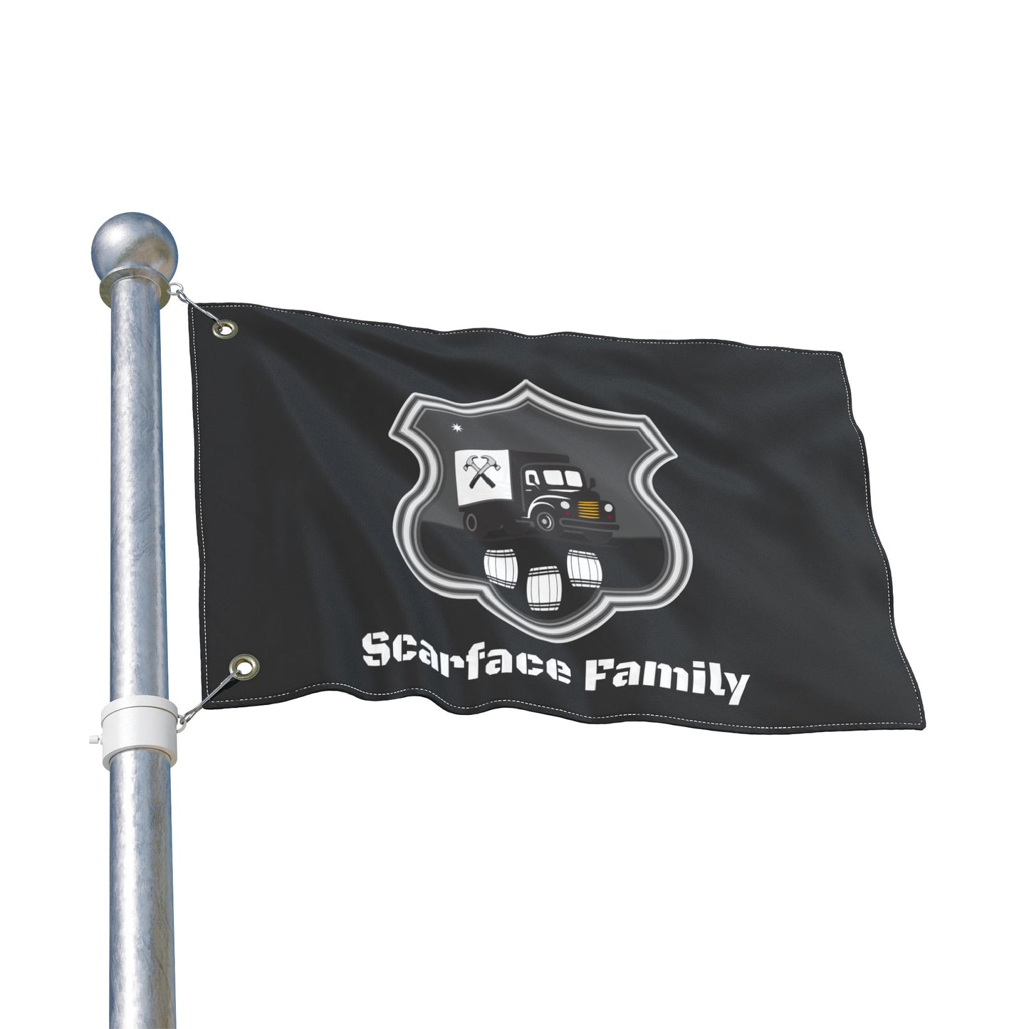 Scarface Family Flag — Double-Sided Black Truck Emblem Banner