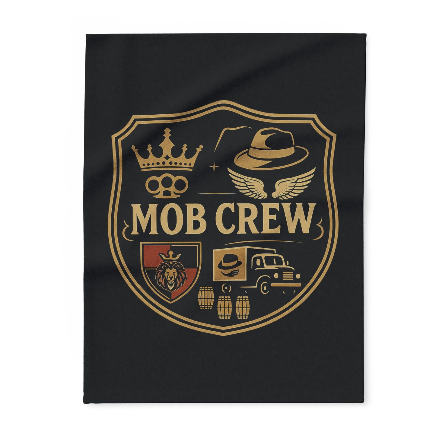 Mob Crew Arctic Fleece Blanket — Retro Mafia Shield Design