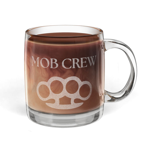 Mob Crew Engraved Glass Coffee Mug 12.25oz