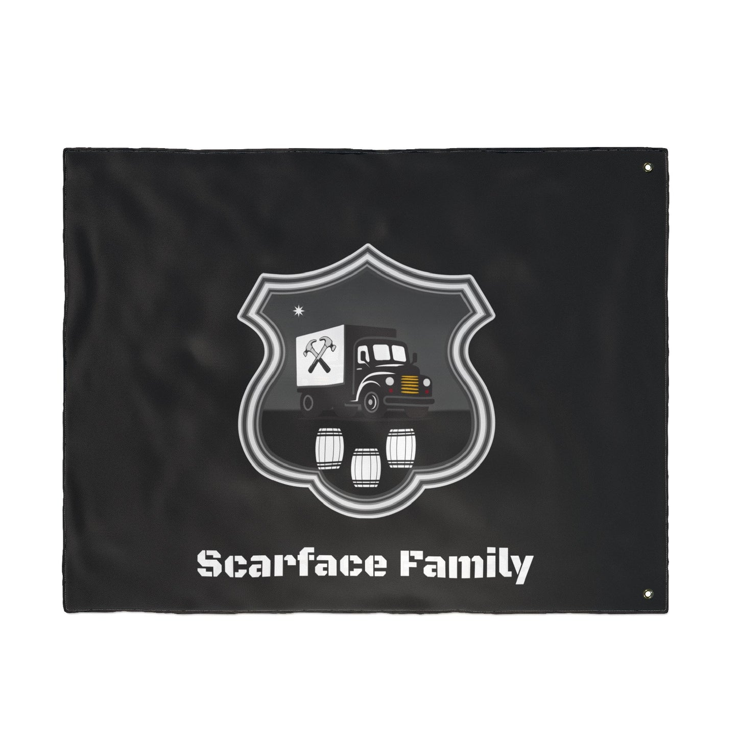 Scarface Family Flag — Double-Sided Black Truck Emblem Banner