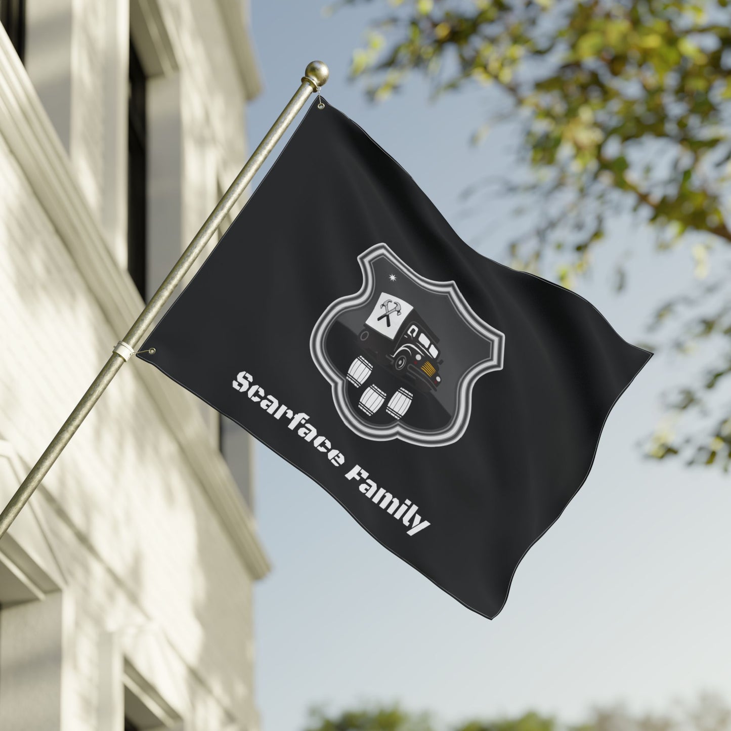 Scarface Family Flag — Double-Sided Black Truck Emblem Banner