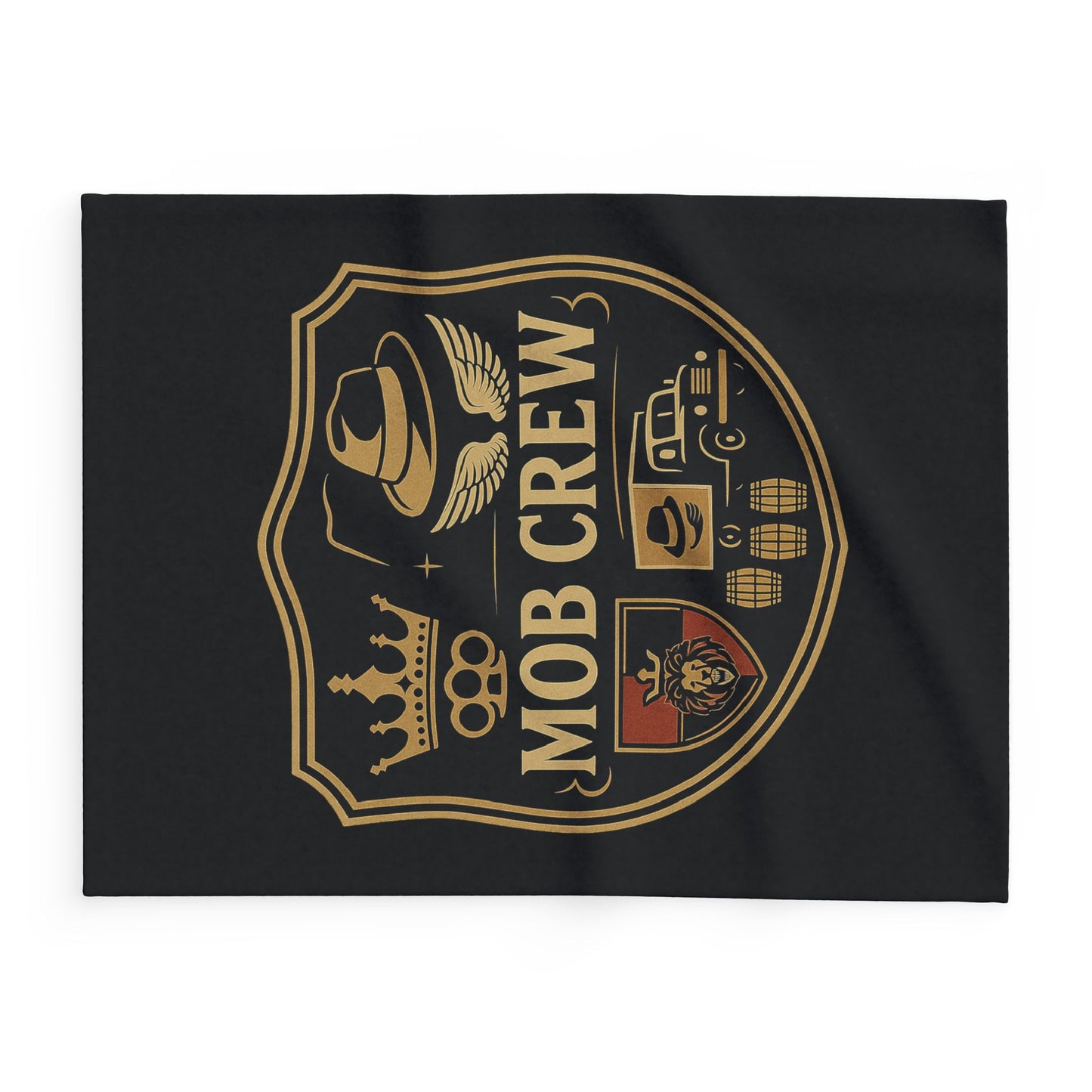 Mob Crew Arctic Fleece Blanket — Retro Mafia Shield Design