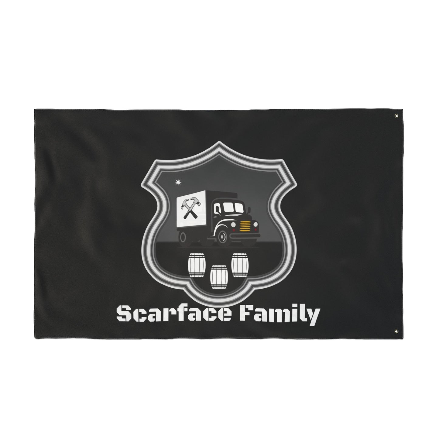 Scarface Family Flag — Double-Sided Black Truck Emblem Banner