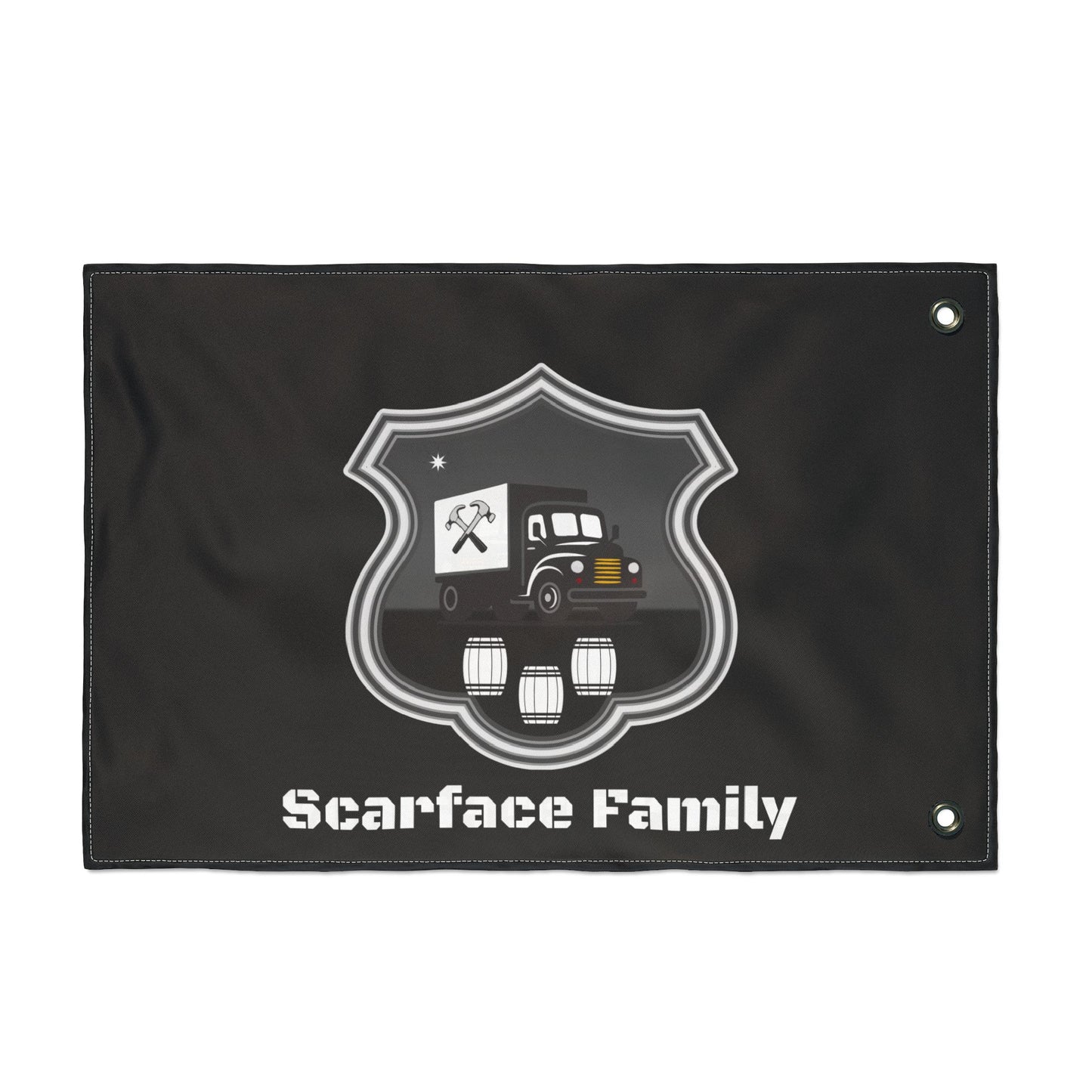 Scarface Family Flag — Double-Sided Black Truck Emblem Banner