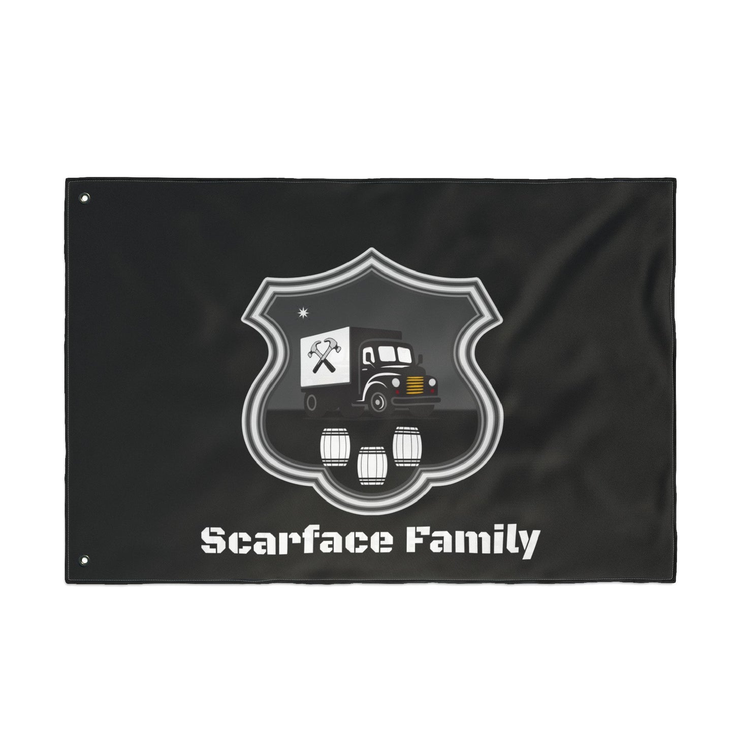 Scarface Family Flag — Double-Sided Black Truck Emblem Banner