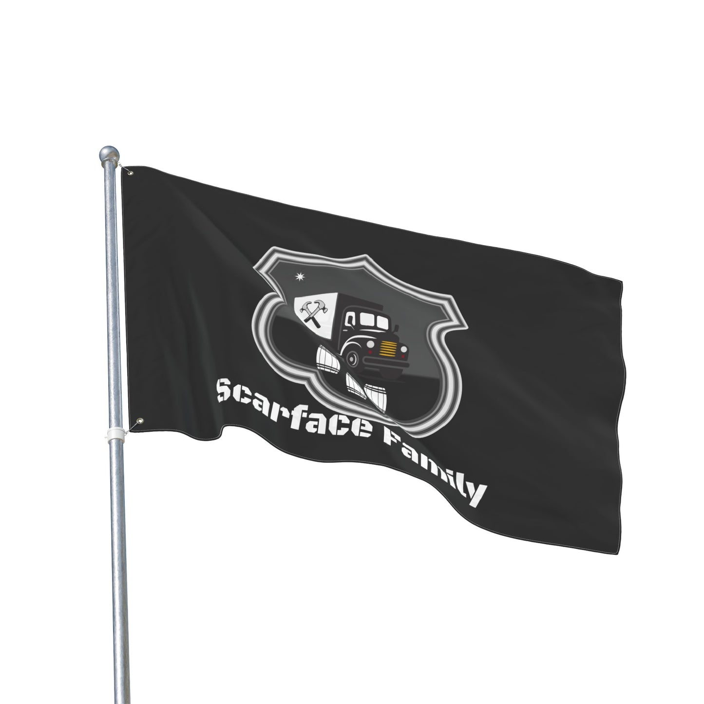 Scarface Family Flag — Double-Sided Black Truck Emblem Banner