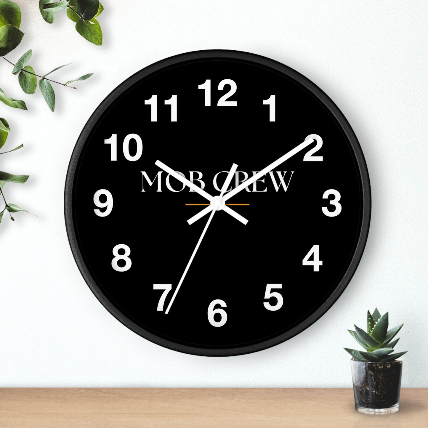 Mob Crew Black Wall Clock — Minimalist Modern Office Clock
