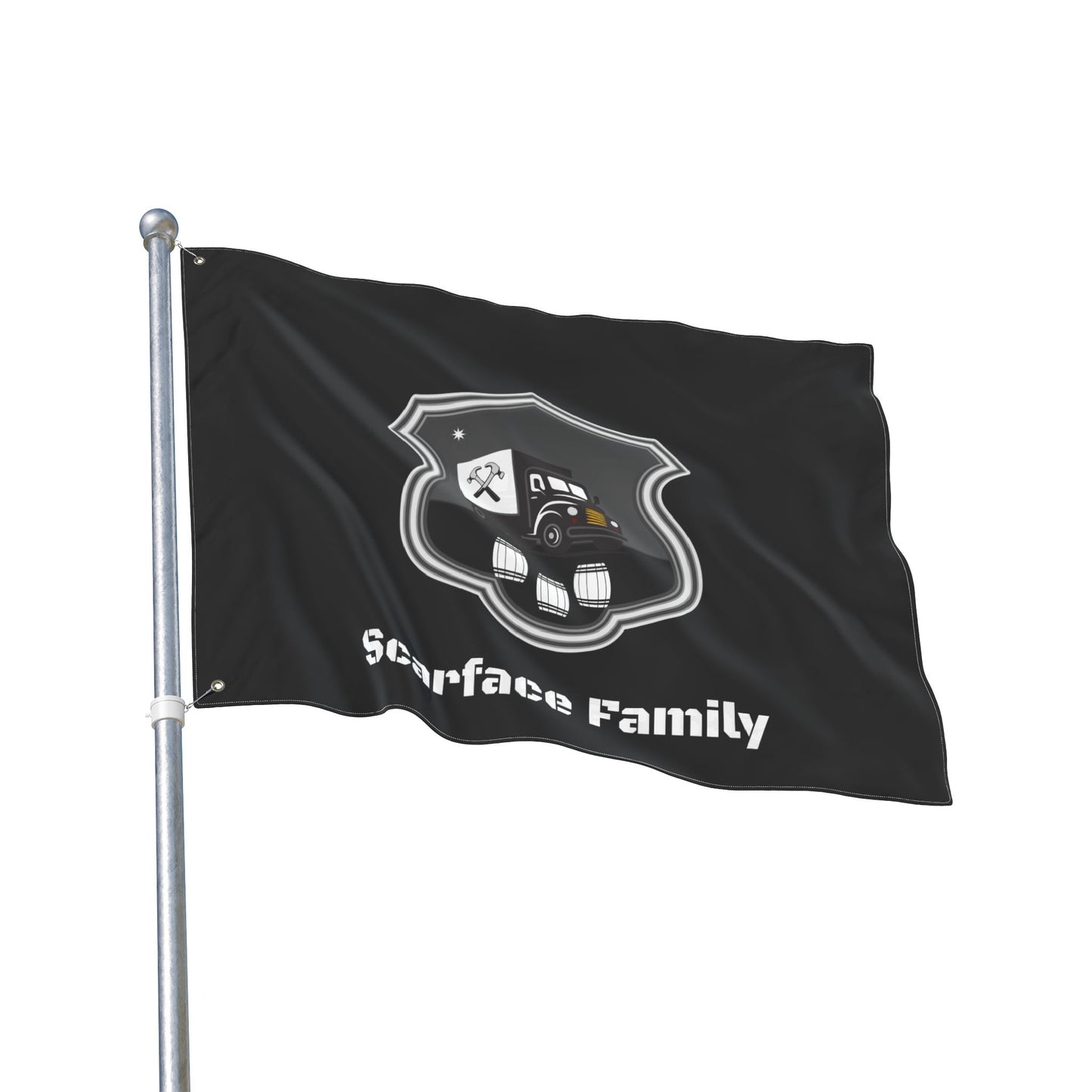 Scarface Family Flag — Double-Sided Black Truck Emblem Banner