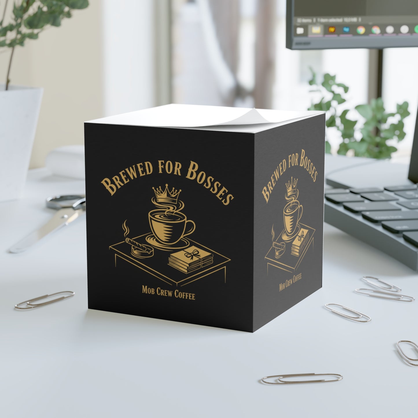 Mob Crew Sticky Note Cube — Blank White Note Pads for Desk, Office & Gifts