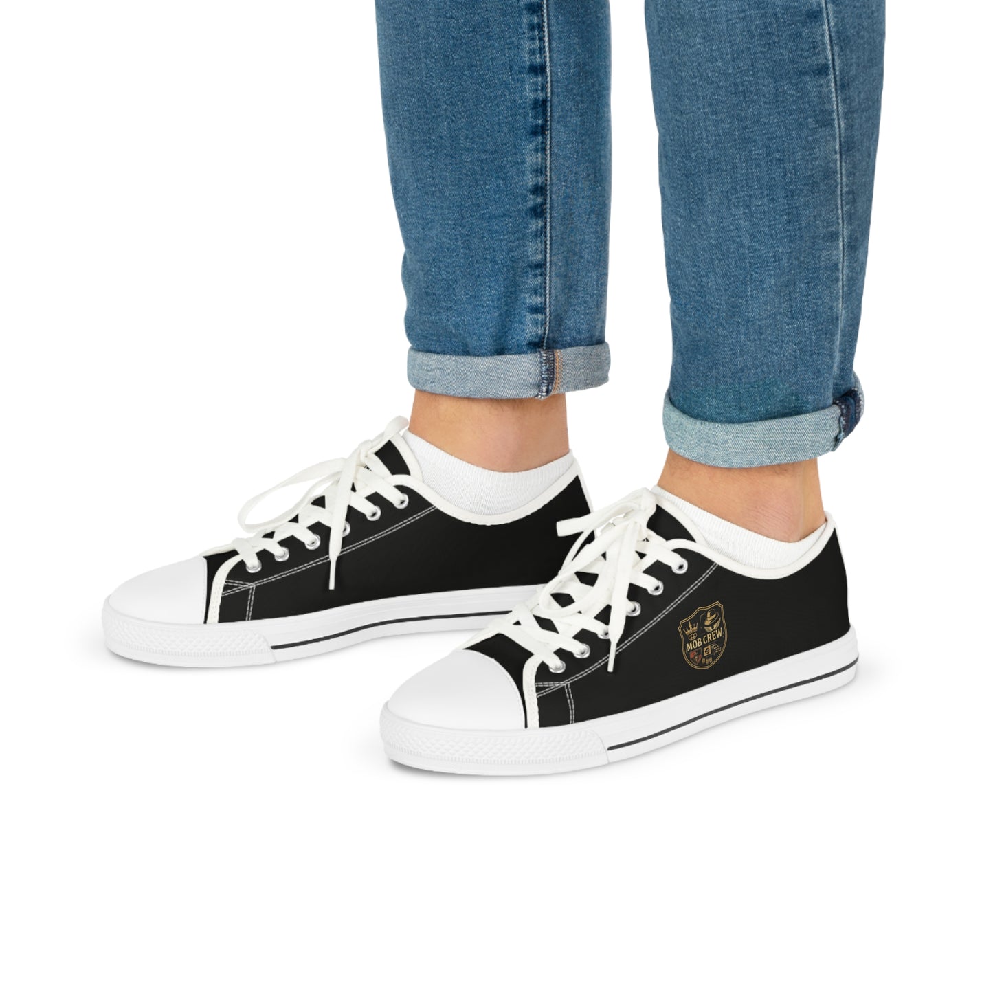 Mob Crew Classic Black Low Top Sneakers Men’s Casual Canvas Shoes