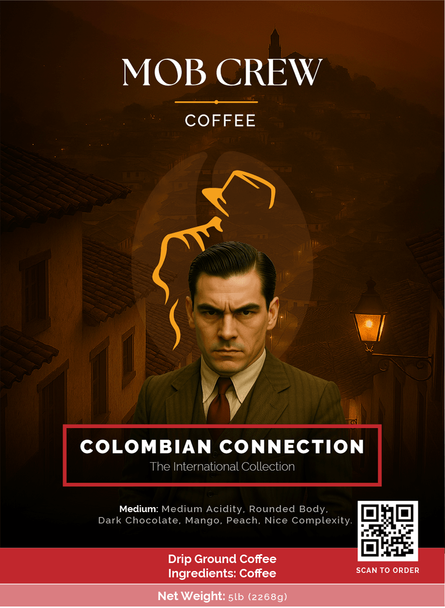 Colombian Connection coffee drip grind 5lb single origin dark chocolate mango peach notes