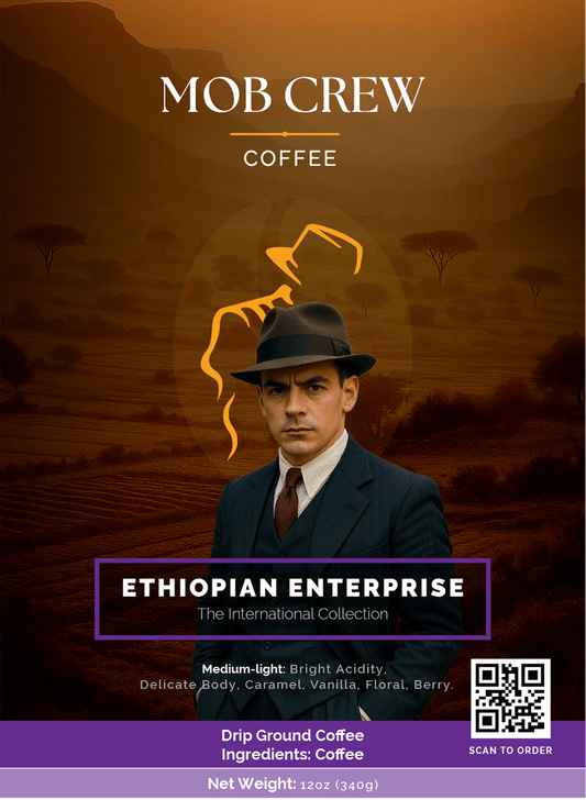 Ethiopian Enterprise coffee drip grind 12oz single origin caramel vanilla floral berry notes