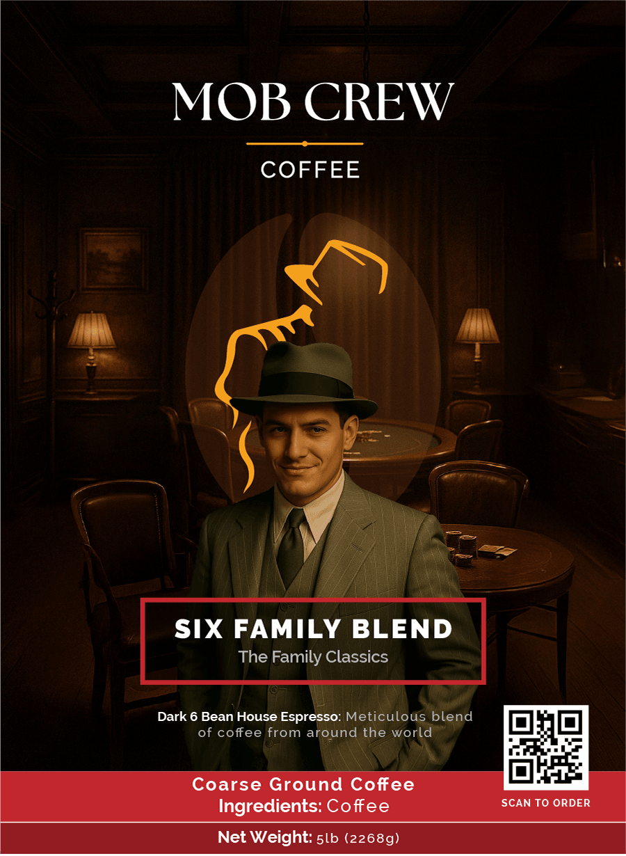 Six Family Blend coffee coarse grind 5lb signature espresso robust character