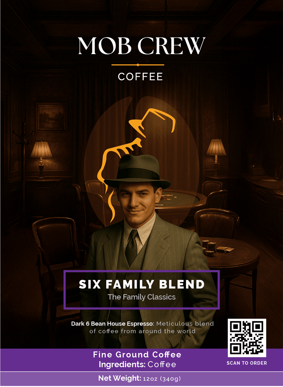 Six Family Blend coffee fine grind 12oz house espresso bold intensity