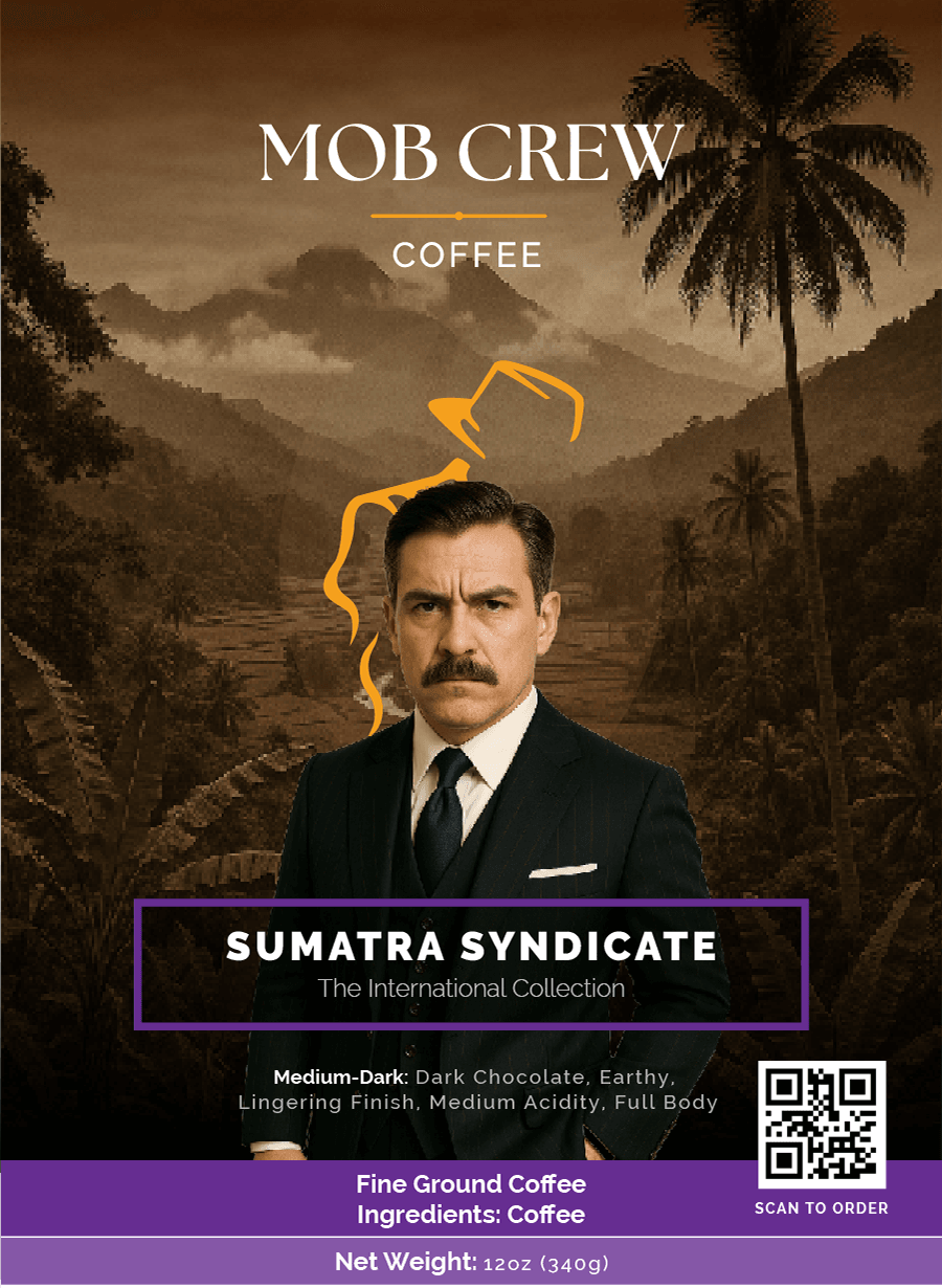 Sumatra Syndicate coffee fine grind 12oz Sumatra island bold terroir