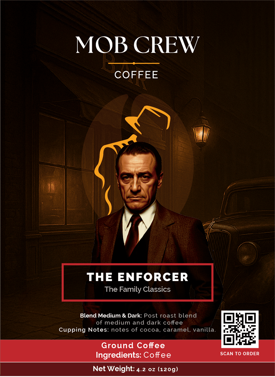 The Enforcer coffee pods 12 count bold dark roast K-cup compatible single serve Mob Crew Coffee